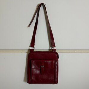 Clark's Vintage Red Leather Organizer Crossbody Over the Shoulder Bag Purse
